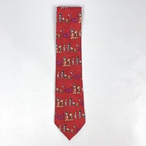 Red The Flinstones Characters Pattern 100% Polyester Necktie Fred Wilma Barney